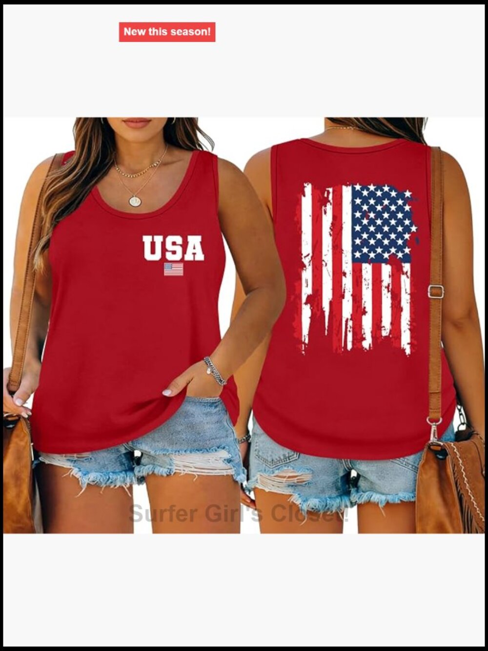 Plus Size Tank Top Patriotic USA Flag Sleeveless